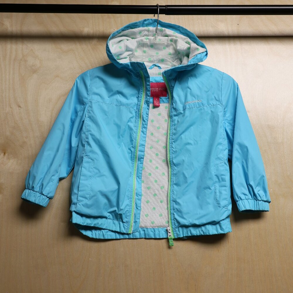 London Fog Girls Hooded Rain Coat Blue Sz 5